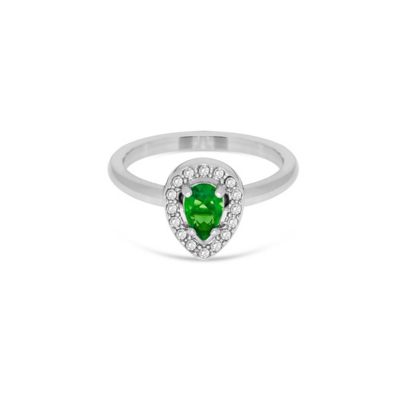 Anello Donna Liu Jo Acciaio Lucido Solitario Goccia Zircone Verde LJ2284M16CV
