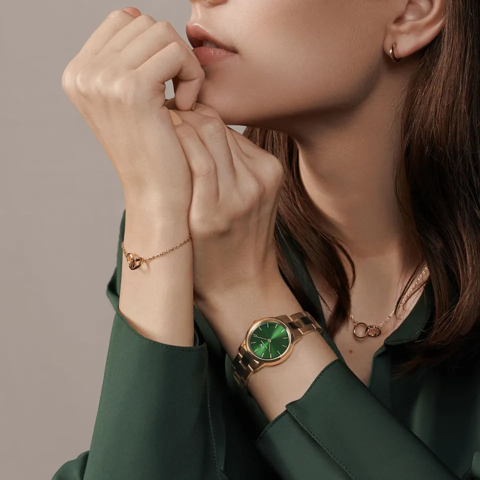 Orologio Donna Daniel Wellington Quarzo Solo Tempo Acciaio Rosè Verde 28 mm DW00100421