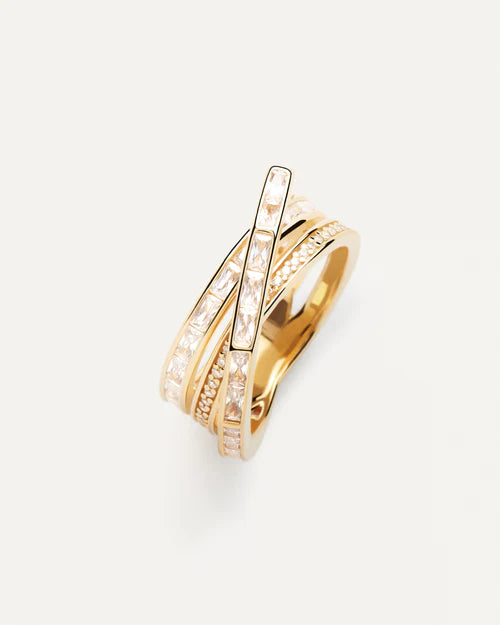 Anello Donna PDPaola Argento Dorato 925 Fascia Multifilo Zirconi AN01-A09-14