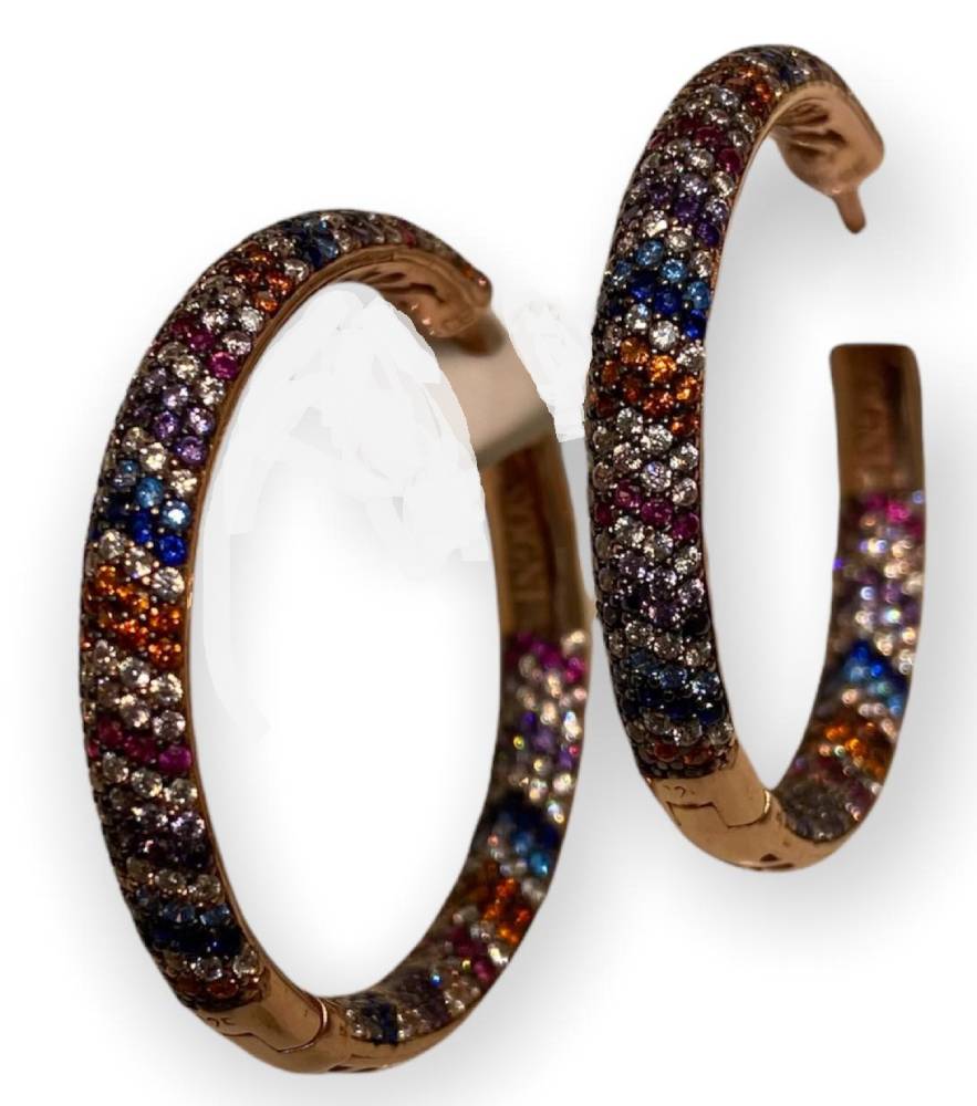 Orecchini Donna Sogni Argento 925 Cerchio Zirconi Multicolor OR004RM2