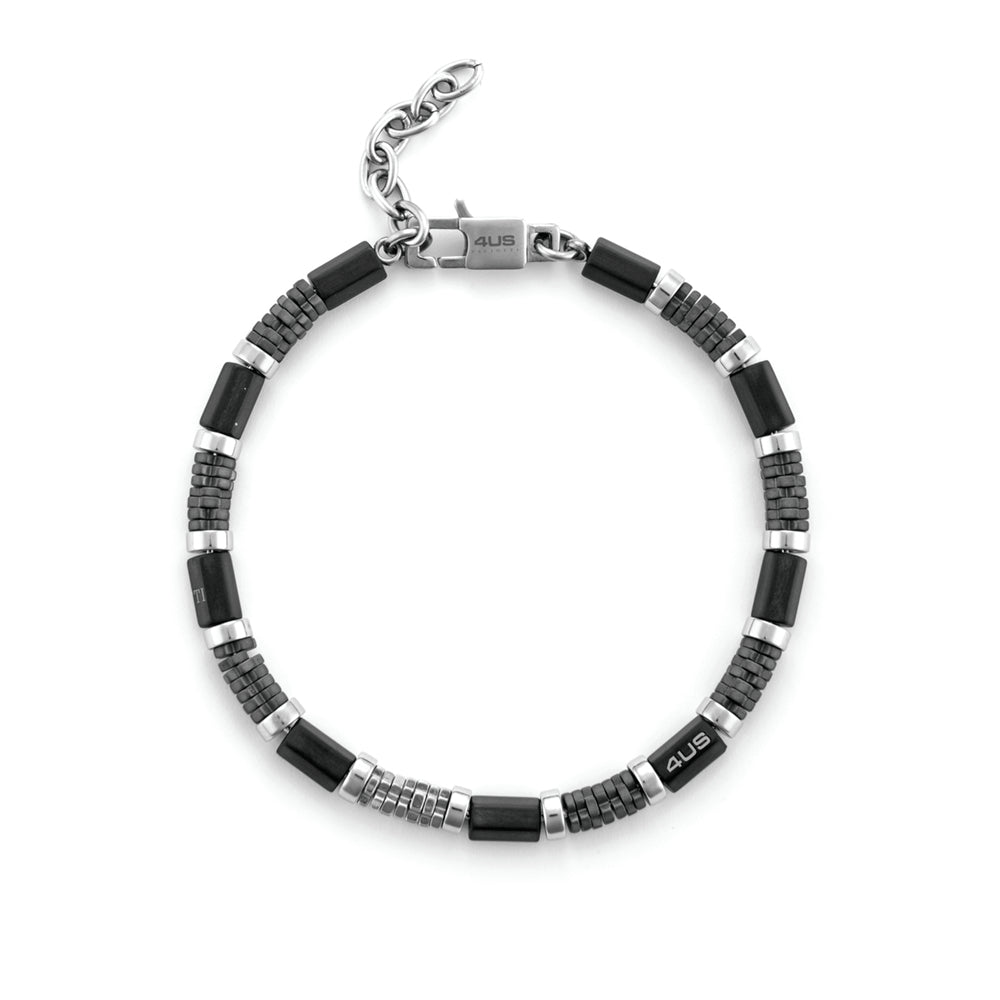 Bracciale Uomo 4US Cesare Paciotti Acciaio Lucido Sfaccettato PVD Nero 4UBR5975