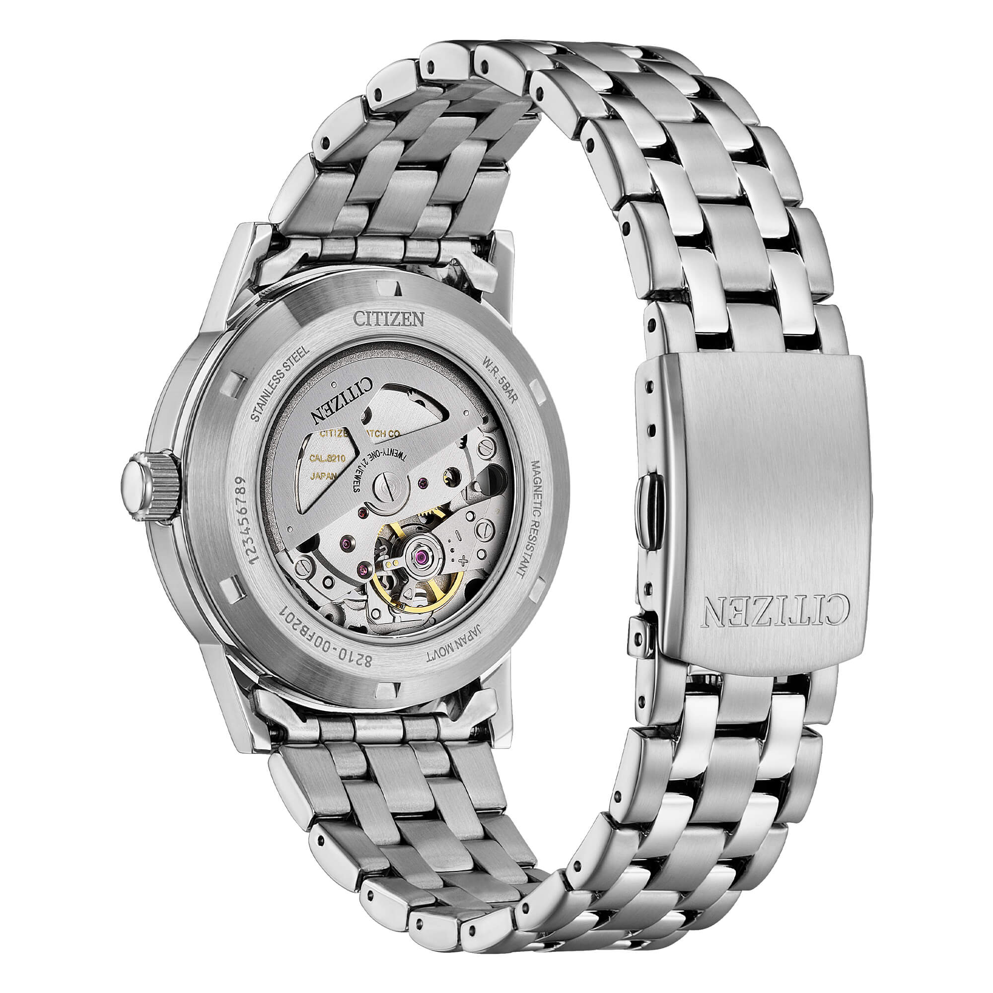 Orologio Uomo Citizen Automatico Bianco Numeri Acciaio Data NJ0210-56A