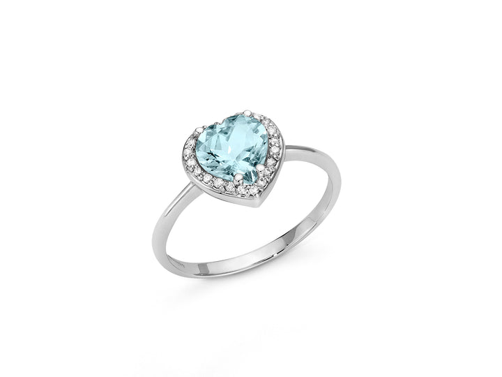 Anello Donna Miluna Solitario Cuore Oro 18 KT Acquamarina Diamanti LID3373
