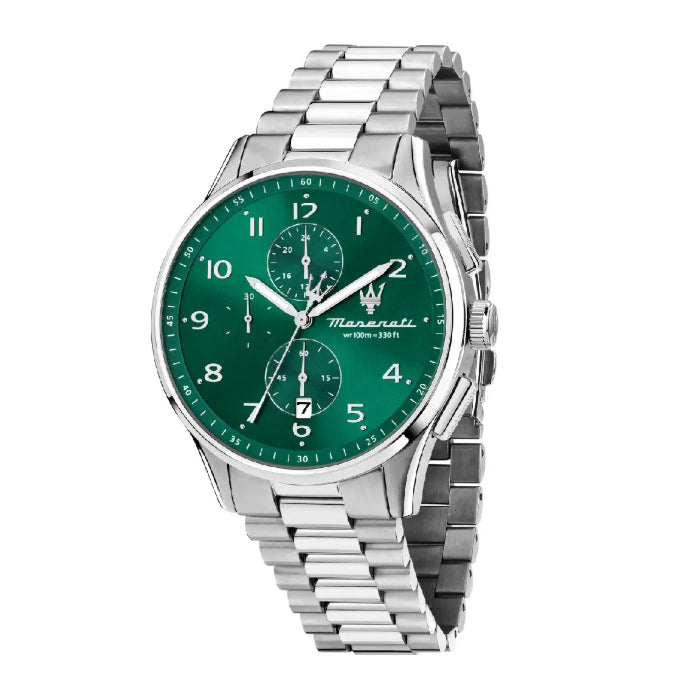 Orologio Uomo Maserati Sorpasso Acciaio Satinato Quarzo Verde Crono Data R8873624006
