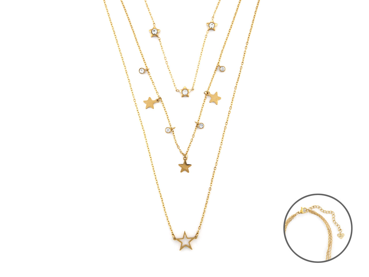 Collana Donna 4US Cesare Paciotti Acciaio Dorato Stelline Zirconi 4UCL6523W
