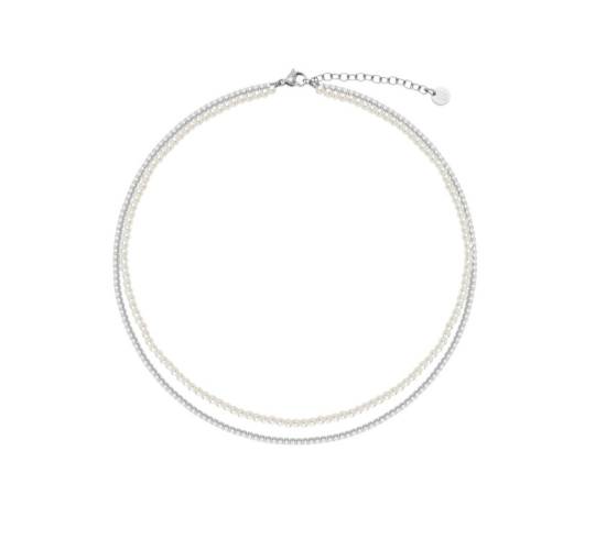 Collana Donna Liu Jo Acciaio Silver Perle Strass LJ3024