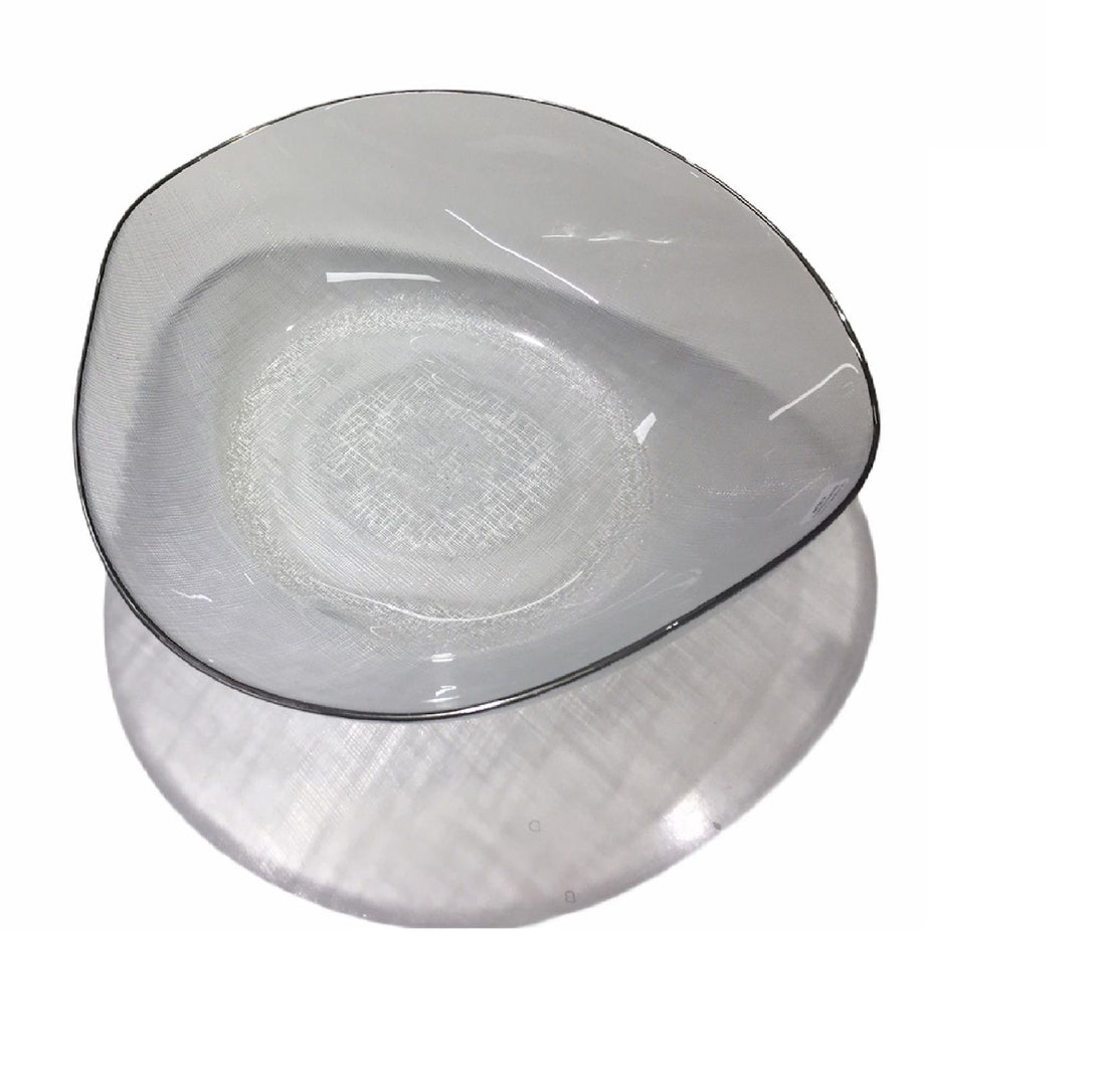 Centrotavola Cristallo Smalto Onlylux Argentè Nicchio Filo Platino 33 cm OL02446