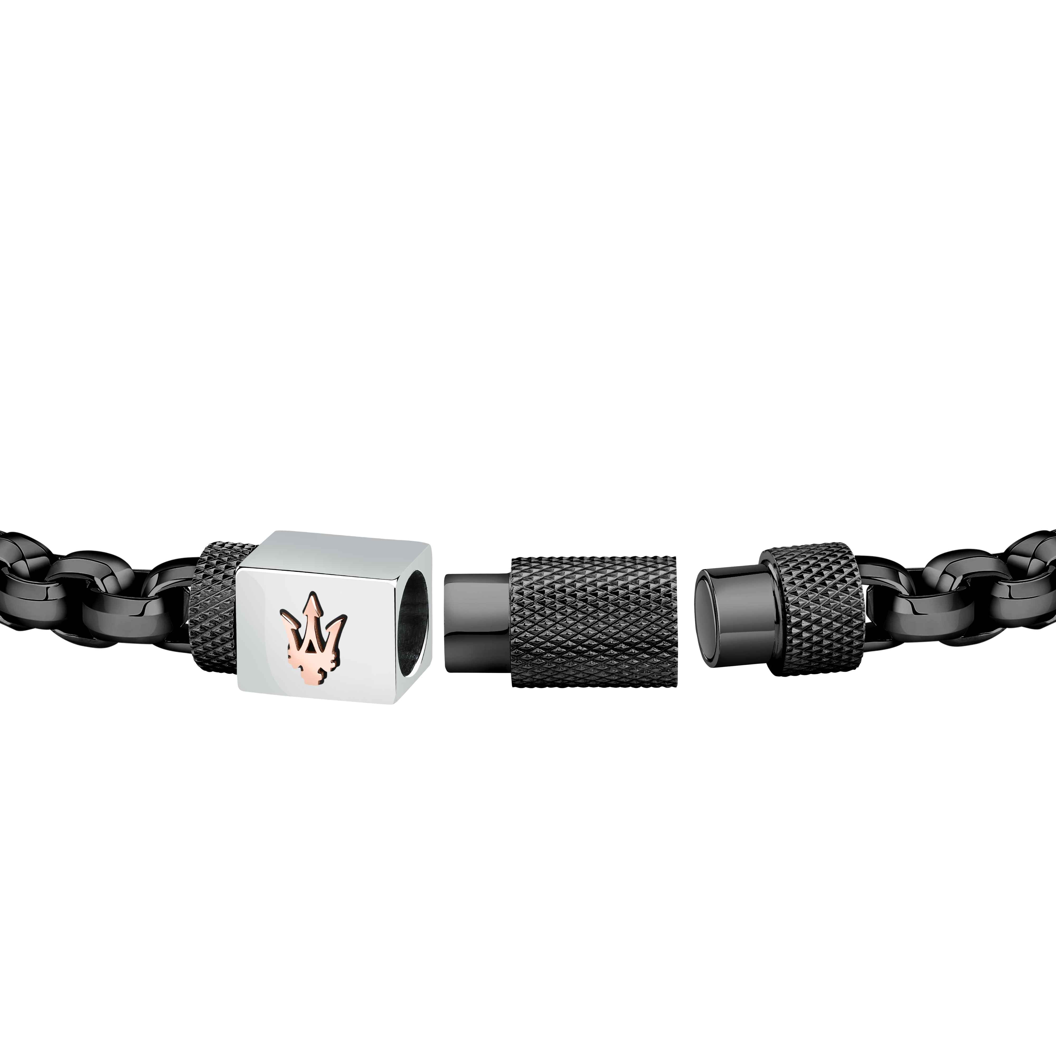 Bracciale Uomo Maserati Acciaio Nero Catena Logo Sfaccettato Calamita JM223ATK26