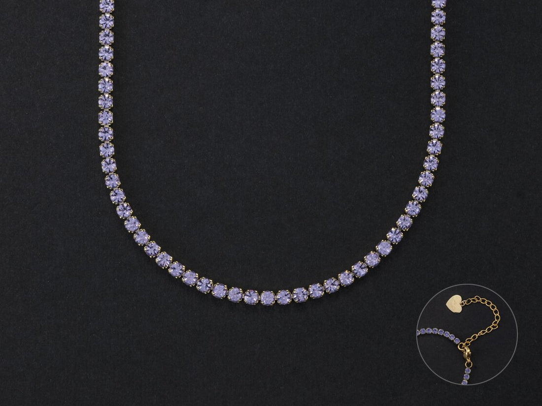 Collana Donna 4US Cesare Paciotti Acciaio Dorato Tennis Zirconi viola 3 mm 4UCL5471W