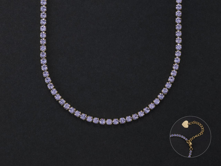 Collana Donna 4US Cesare Paciotti Acciaio Dorato Tennis Zirconi viola 3 mm 4UCL5471W