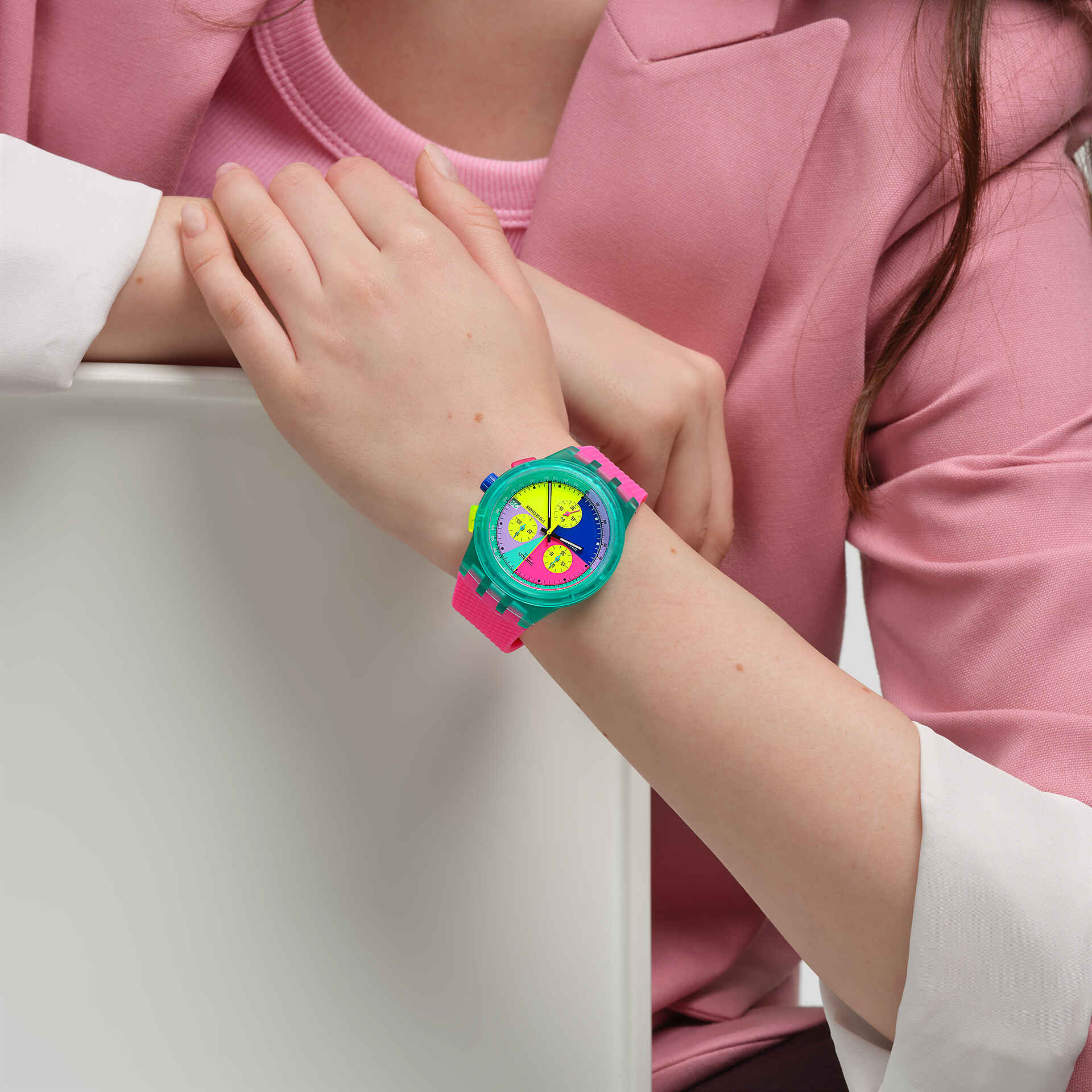 Orologio Unisex Swatch Neon Flash Arrow 1991 Crono Data SUSG408