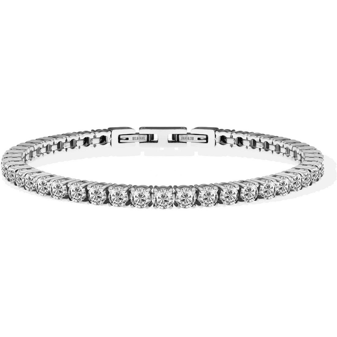 Bracciale Uomo Liu Jo Tennis Zirconi Bianchi 4 MM Acciaio Lucido MLJ565
