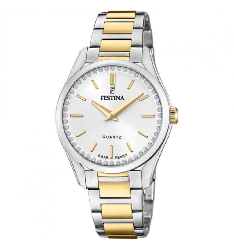 Orologio Donna Festina Al Quarzo Solo Tempo Zirconi Bianchi F20619/1