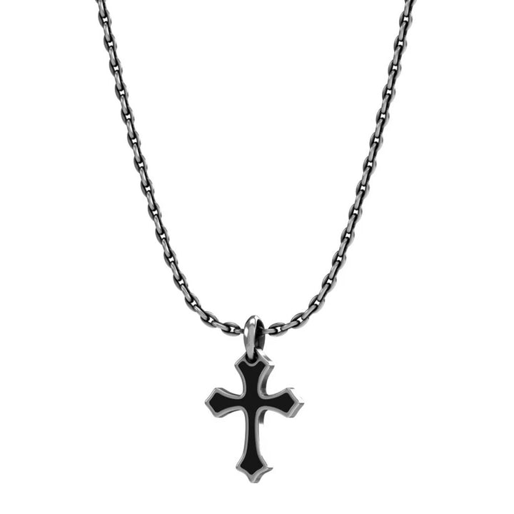 Collana Uomo John Richmond Croce Smalto Nero Bronzo Argentato JRPP08BW