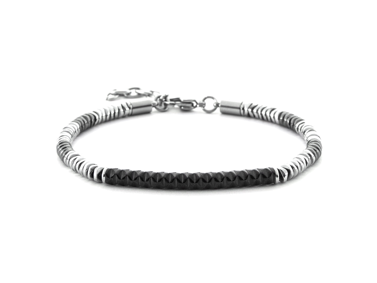 Bracciale Uomo 4US Cesare Paciotti acciaio Bianco e pvd nero centrale rigido  4UBR7028