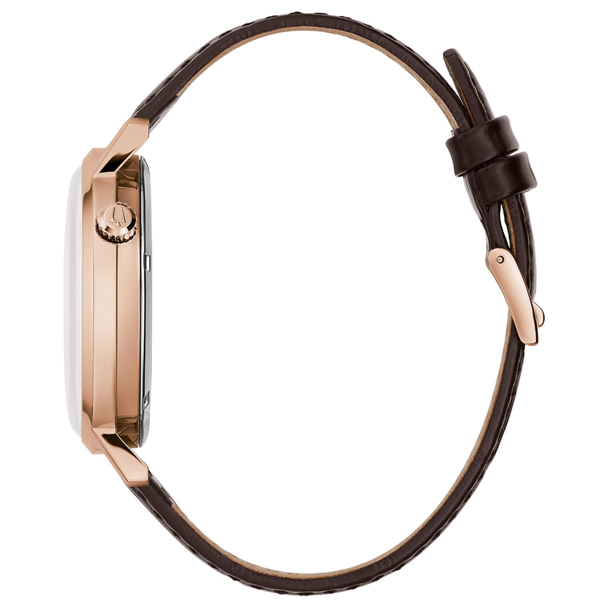 Orologio Uomo Bulova Automatico Aerojet Pelle Marrone Acciaio Rosè Open Heart 97A171