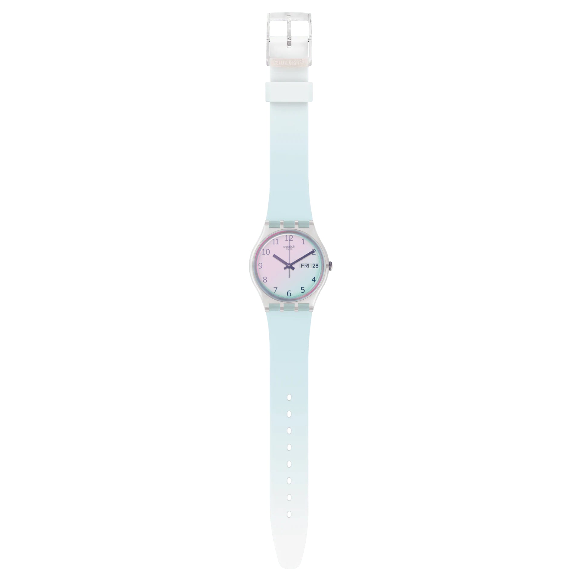 Orologio Donna Gomma Silicone Swatch Quarzo Solo Tempo Rosa Doppia Data GE713