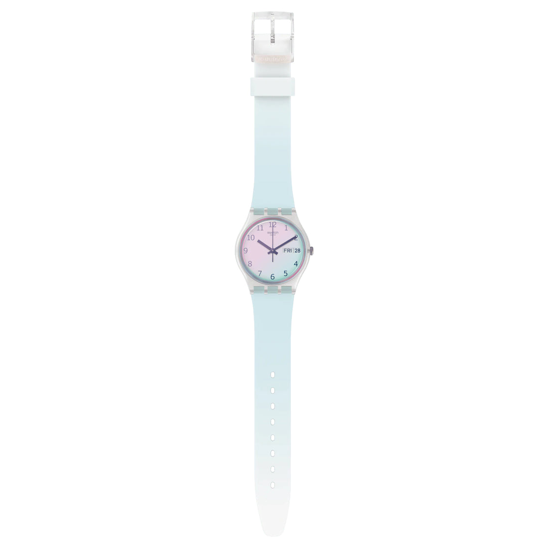 Orologio Donna Gomma Silicone Swatch Quarzo Solo Tempo Rosa Doppia Data GE713