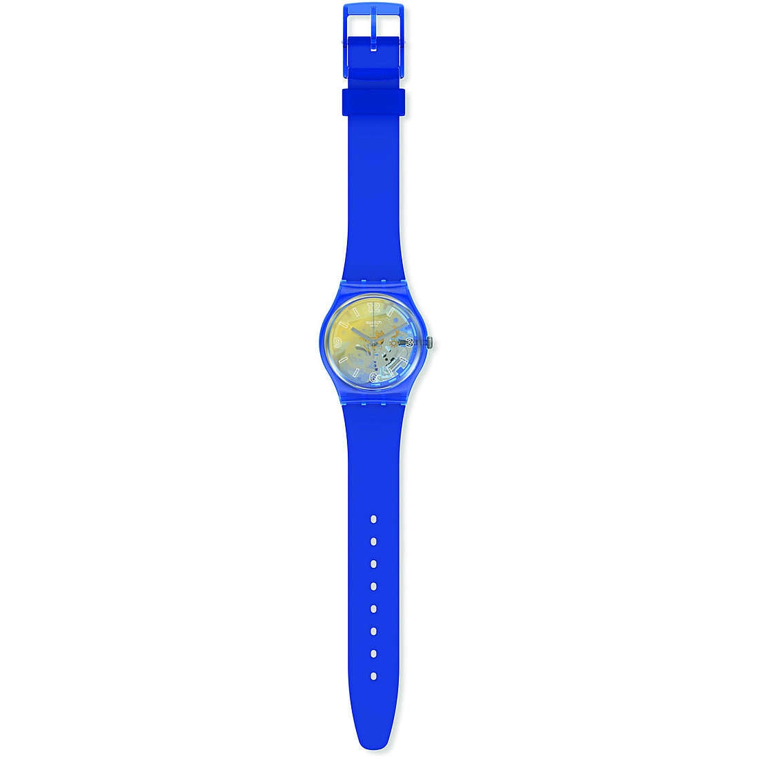 Orologio Uomo Swatch Quarzo Solo Tempo Silicone Blu Scheletro GN278