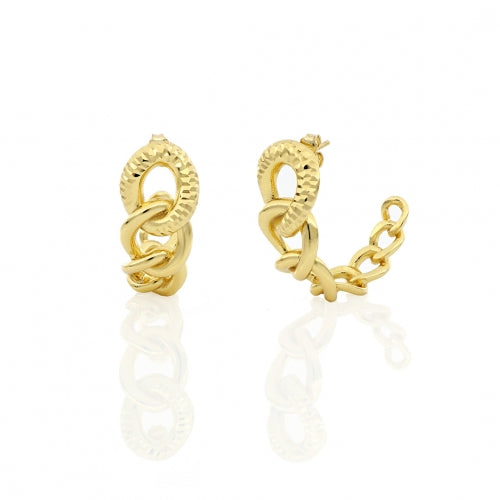 Orecchini Donna Unoaerre Bronzo Dorato Semicerchio Groumette Sfaccettata 497971