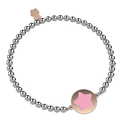 Bracciale Bambino Nanàn Argento 925 a molla con stella centrale smaltata rosa NAN0317