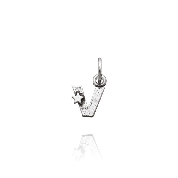 Charm Donna Giovanni Raspini Argento 925 Iniziale V Con Una Stella Fatto A Mano 06666