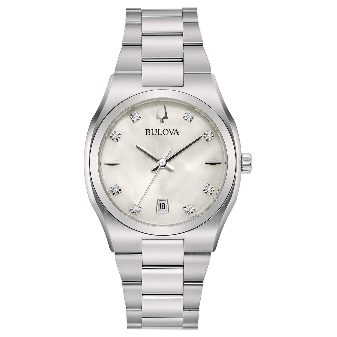 Orologio Donna Bulova Quarzo Solo Tempo Surveyor Acciaio madreperla e Diamanti 96P218
