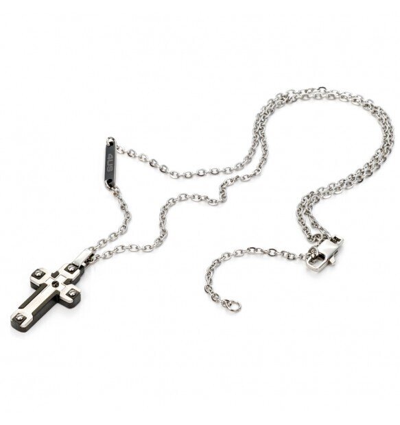 Collana Uomo 4US Cesare Paciotti Croce Acciaio e pvd Nero  4UCL5076