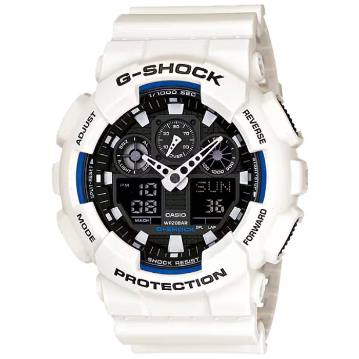 Orologio Uomo Gomma Casio Quarz G-SHOCK Digital Analogico Bianco GA-100B-7AER