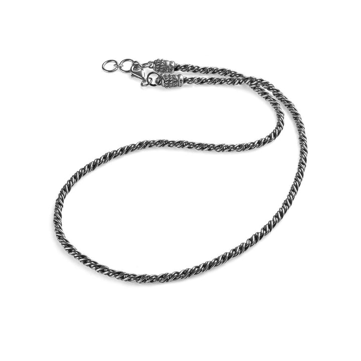 Collana Uomo Maria Cristina Sterling Argento Brunito 925 Maglia Intrecciata G3512