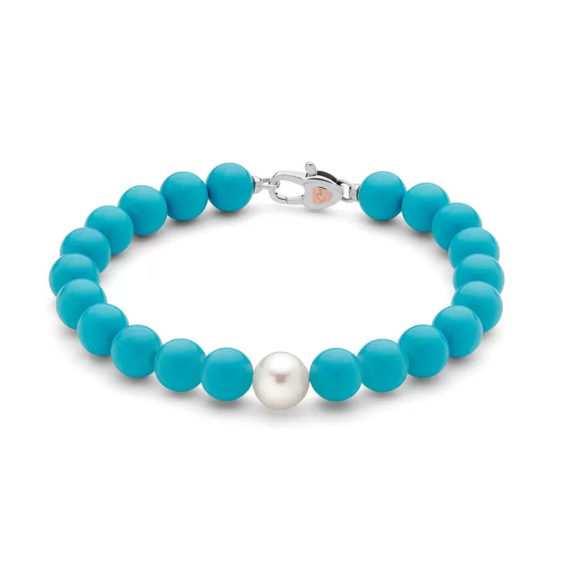 Bracciale Donna Elastico Miluna Agglomerato Di Turchese E Perla PBR1794V