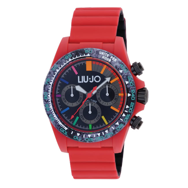 Orologio Uomo Ragazzo Liu Jo Acciaio Nero Gomma Rosso TLJ2639