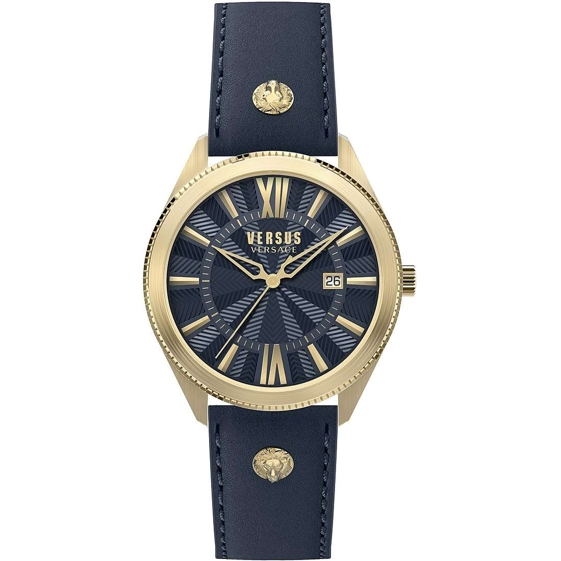 Orologio Uomo Versace By Versus Quarzo Solo Tempo Data Acciaio Dorato Pelle VSPZY0221