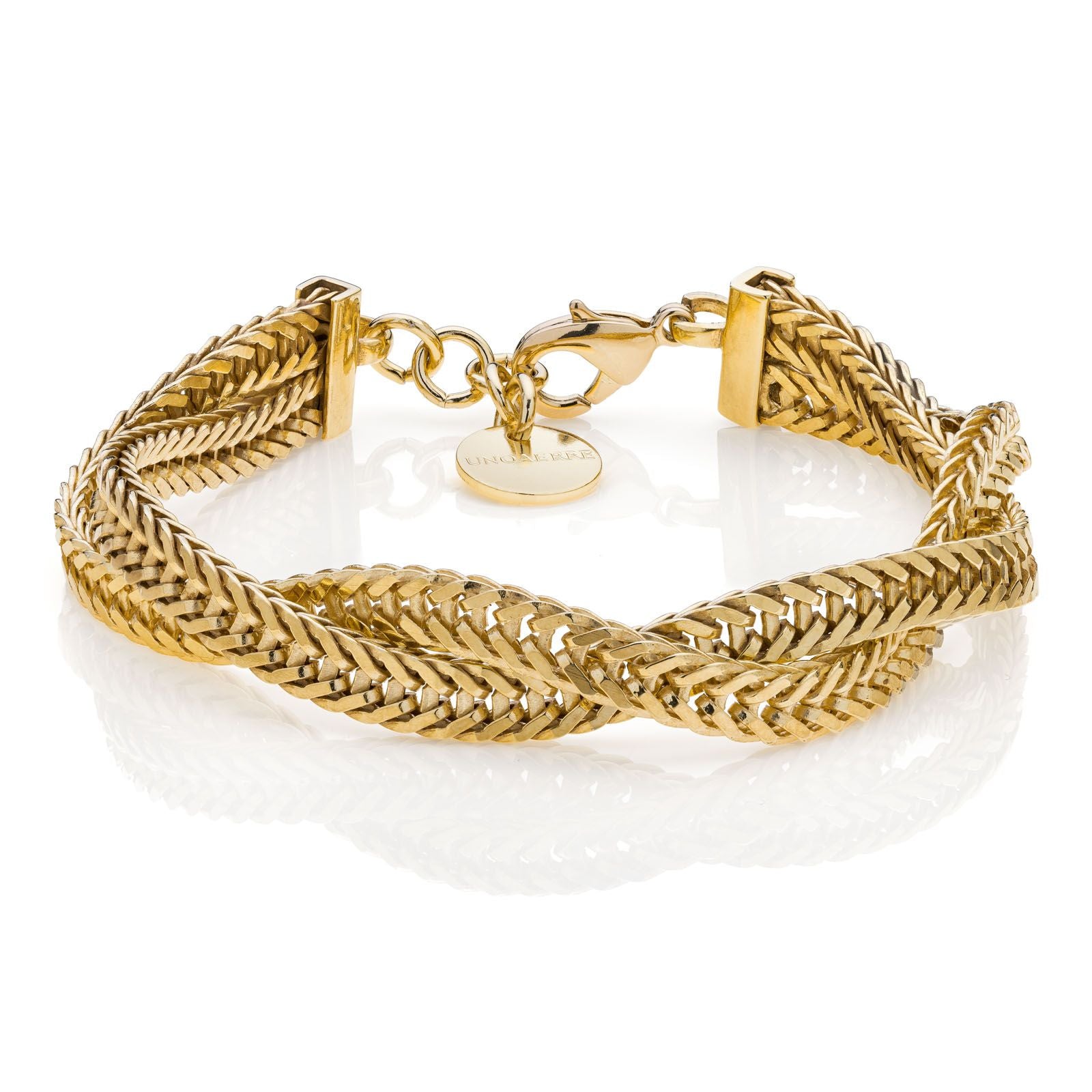 Bracciale Donna Unoaerre Bronzo Dorato Coda Di Volpe A Intreccio 540230