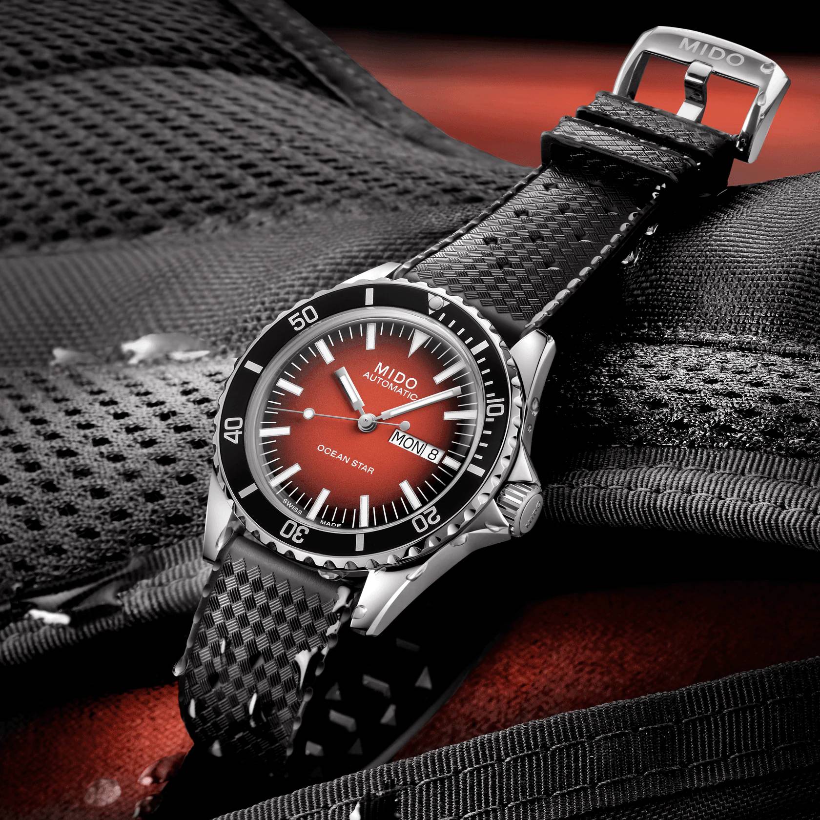 Orologio Uomo Mido Automatico Acciaio Gomma Rosso M0268301742100