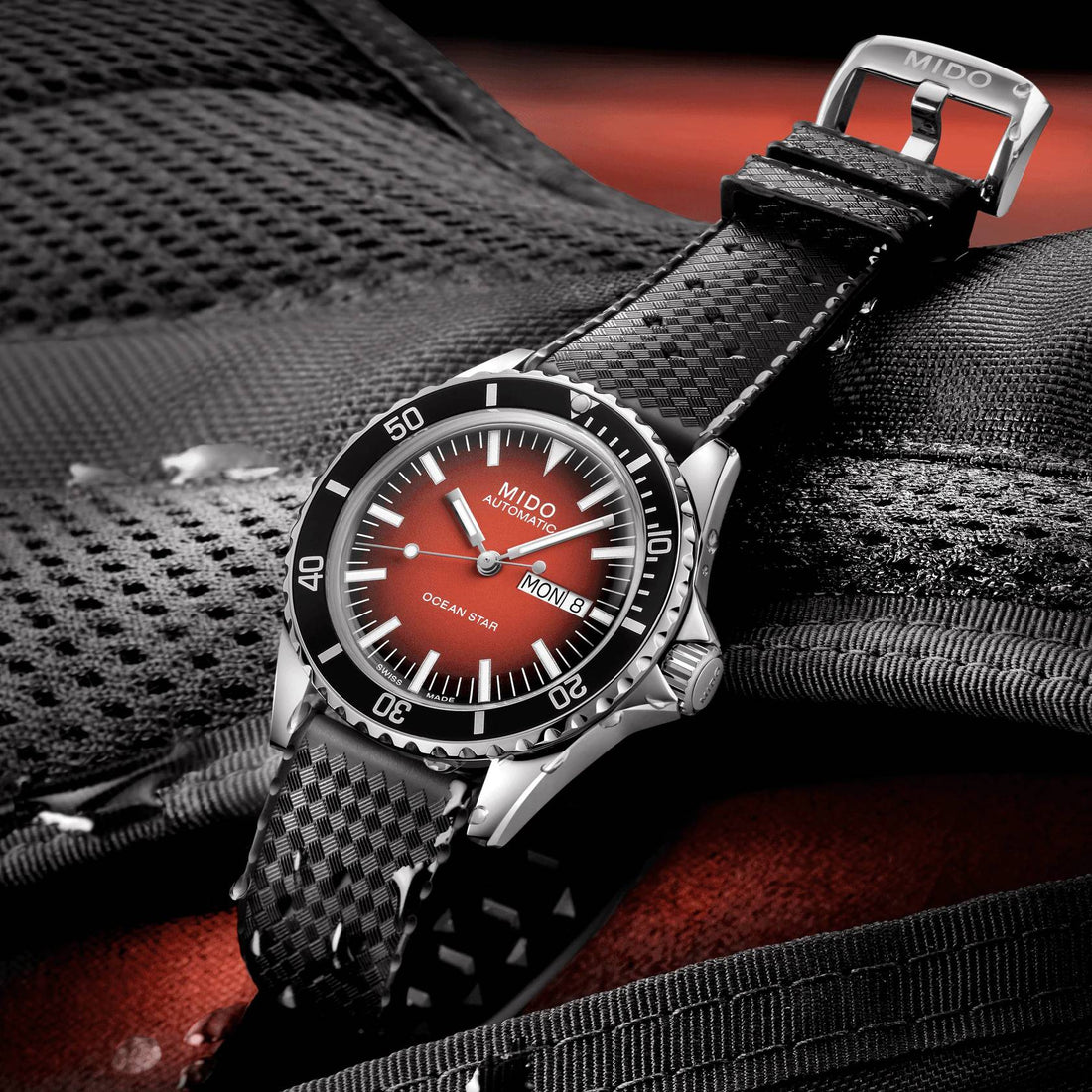 Orologio Uomo Mido Automatico Acciaio Gomma Rosso M0268301742100