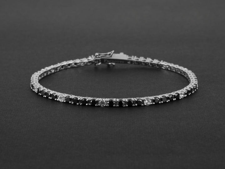 Bracciale Uomo Cesare Paciotti Tennis Argento 925 Zirconi Bianchi Neri JPBR2476B/21