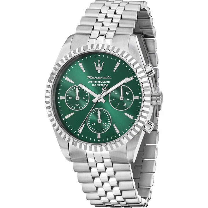 Orologio Uomo Maserati Competizione Verde Acciaio Quarzo Cronografo R8853100052