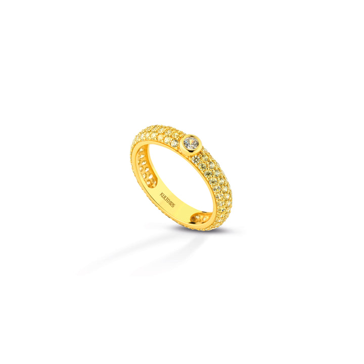 Anello Donna Kulto 925 Argento Dorato Pavè Zirconi Gialli KR925-035-14