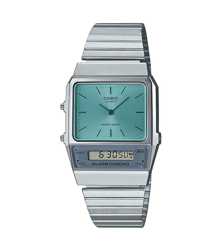 Orologio Unisex Casio Vintage Acciaio Analogico Digitale Turchese AQ-800EC-2AEF