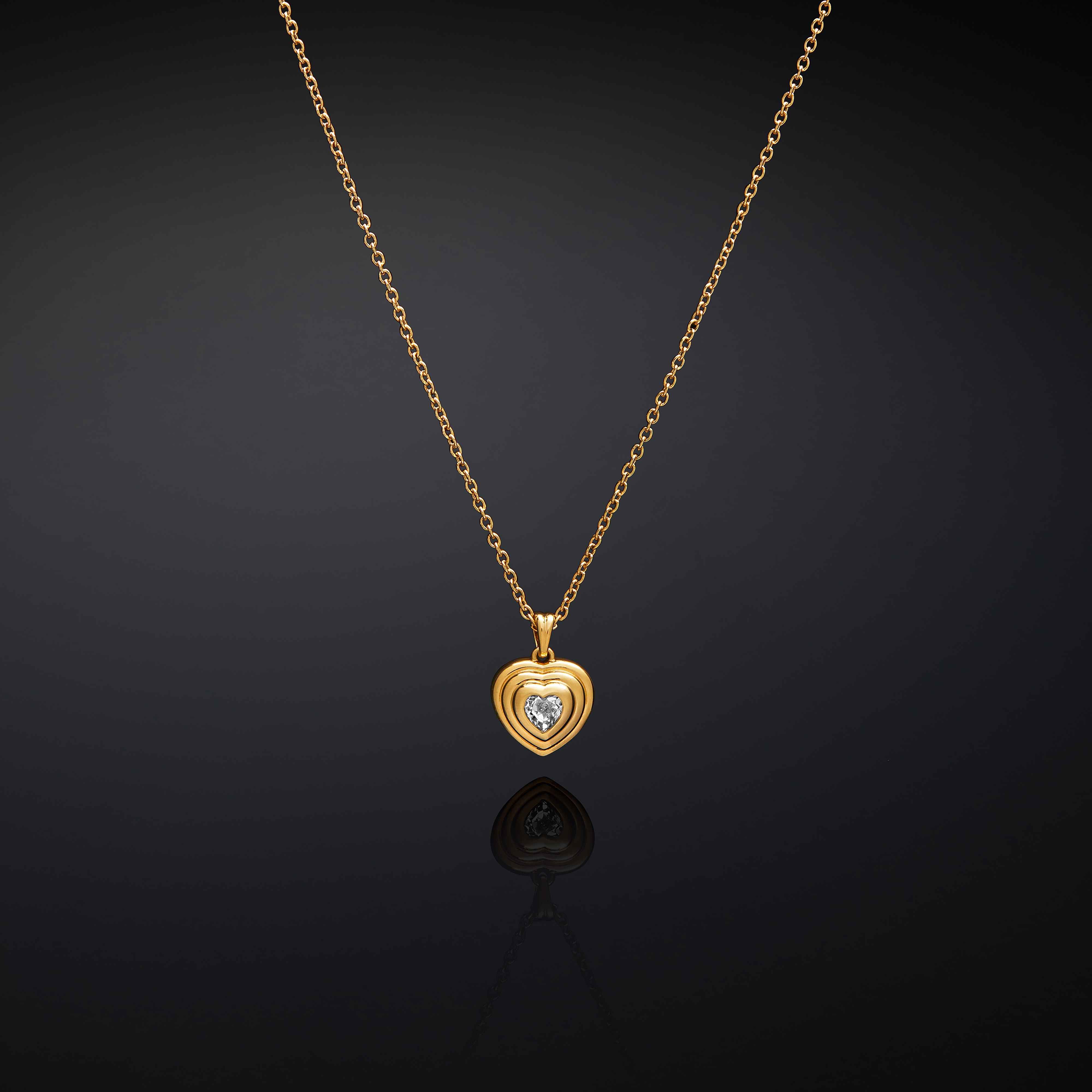 Collana Donna Chiara Ferragni Acciaio Dorato Cuore Lavorato Zircone J19AXP01