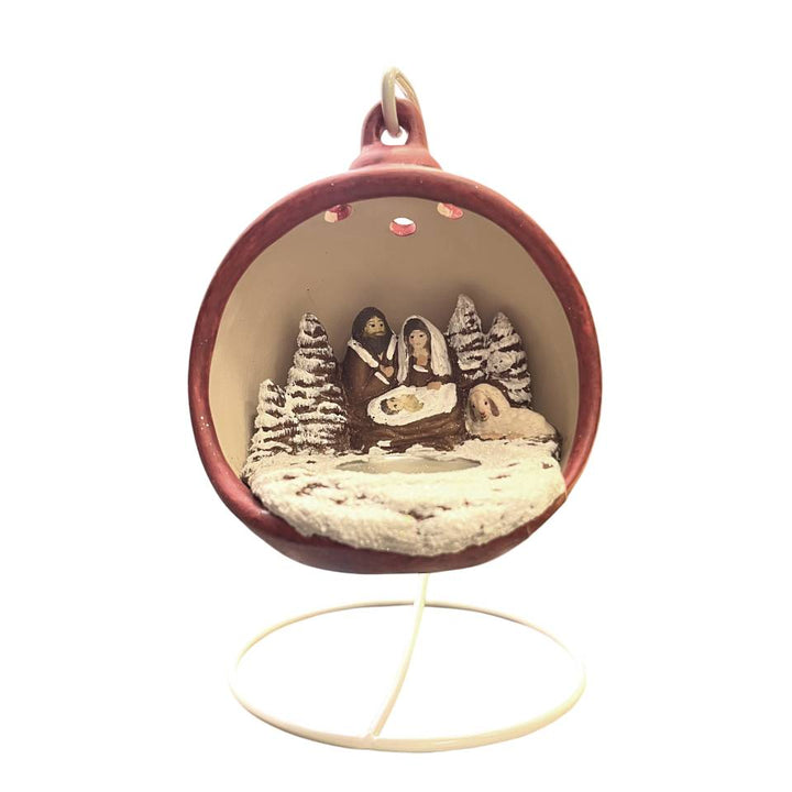 Sfera Di Natale Con Natività Ceramex 12 cm Rosso 3090.7