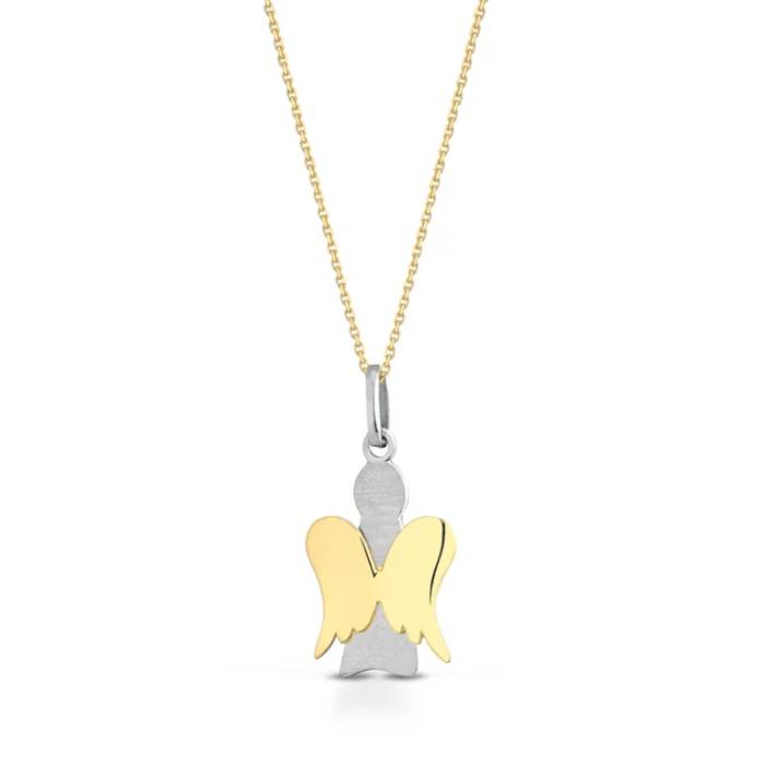 Collana Donna Roberto Giannotti Oro Bianco 9 Kt Angelo Ali Oro Giallo 9 Kt NKT412