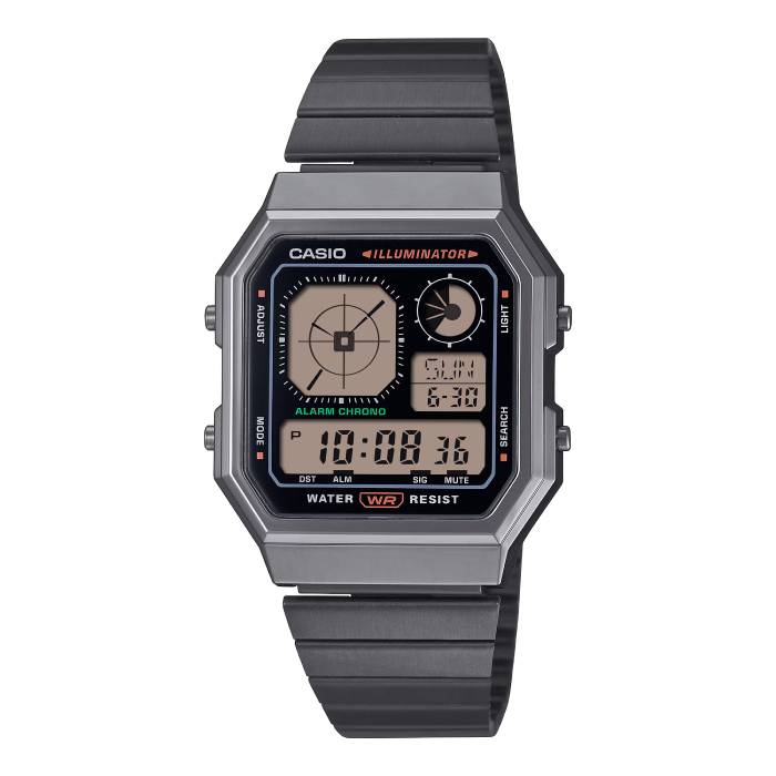 Orologio Unisex Casio Vintage Acciaio Grigio Nero Edgy Collection A130WEGG-1AEF