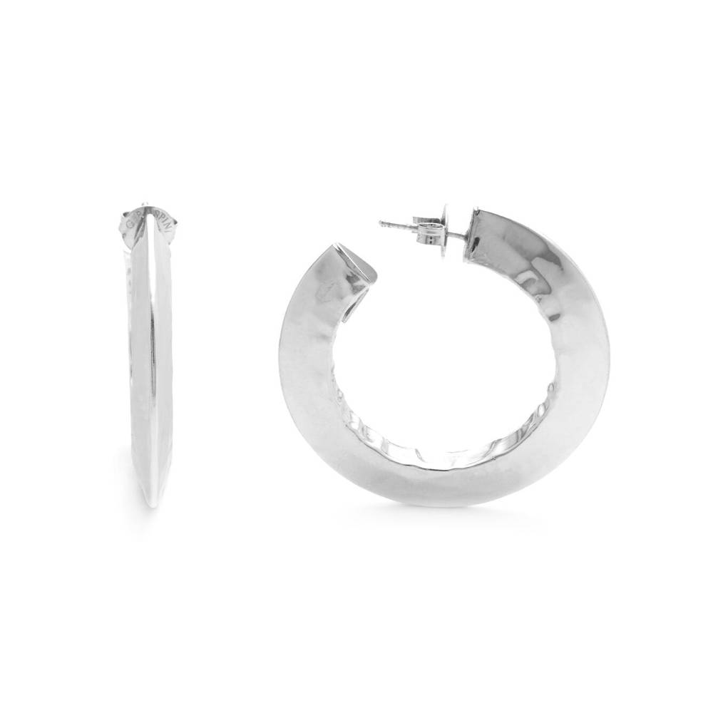 Orecchini Donna Giovanni Raspini Argento 925 Cerchi Martellati Blade 11777