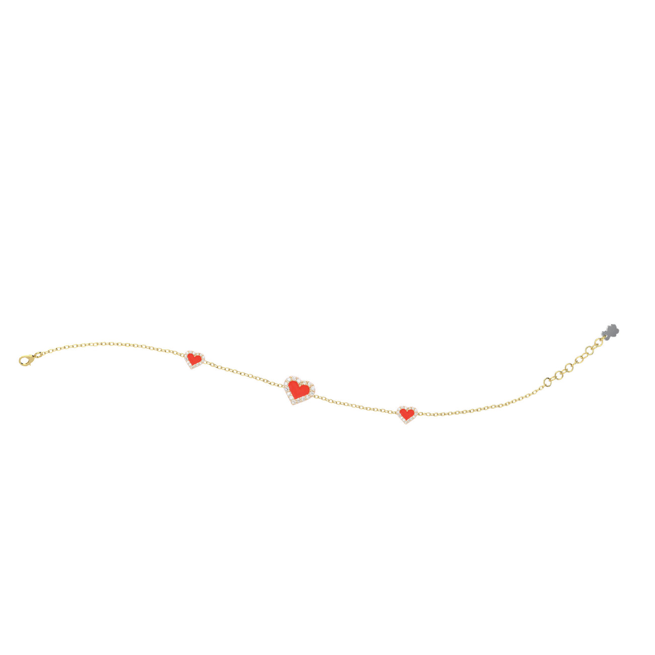 Bracciale Bambina Nanàn Argento Dorato 925 Cuori Rossi Zirconi NAN0473