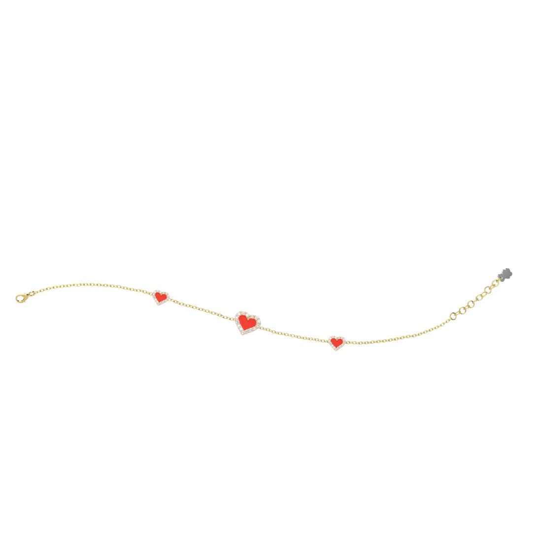 Bracciale Bambina Nanàn Argento Dorato 925 Cuori Rossi Zirconi NAN0473