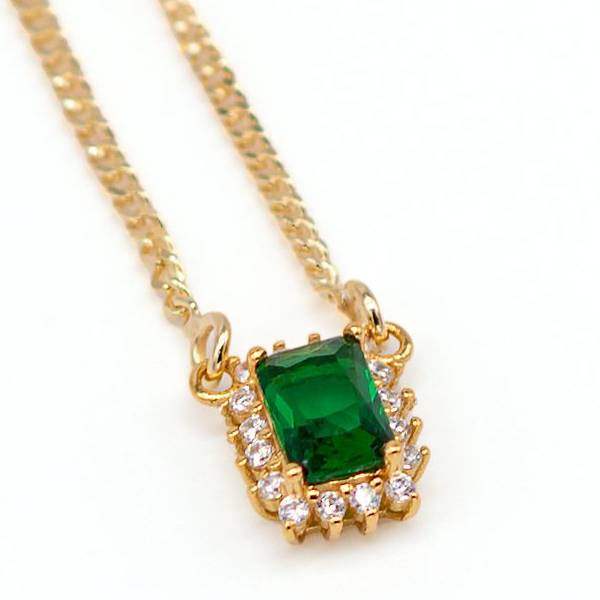Collana Donna Re Mida Argento 925 Dorato Con Smeraldo C005