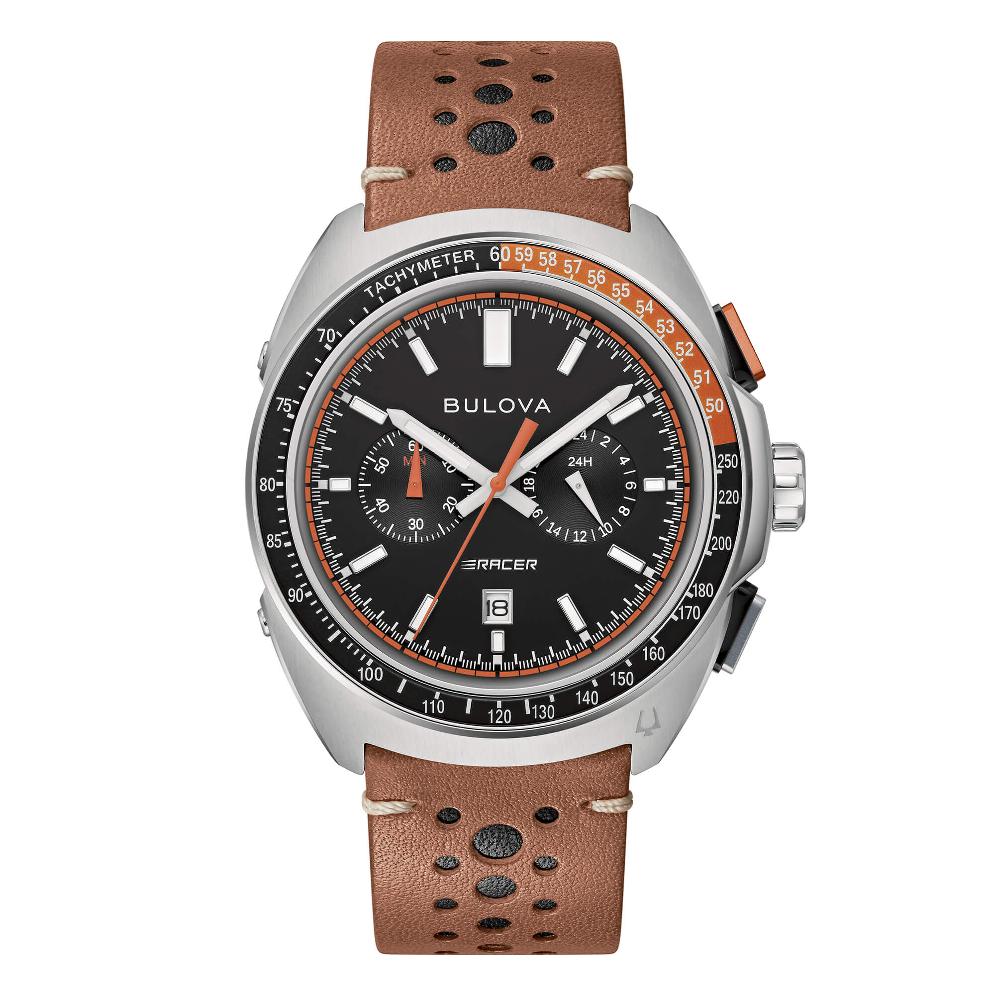 Orologio Uomo Bulova Racer Nero Edizione Speciale Pelle Marrone 98B427