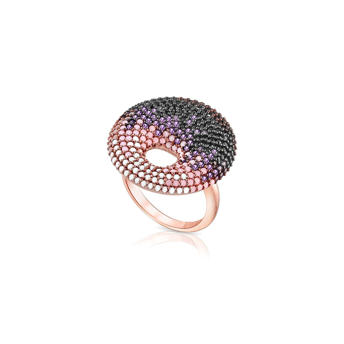 Anello Donna Argento 925 Dorato con Zirconi Colorati Disco  AN024RA